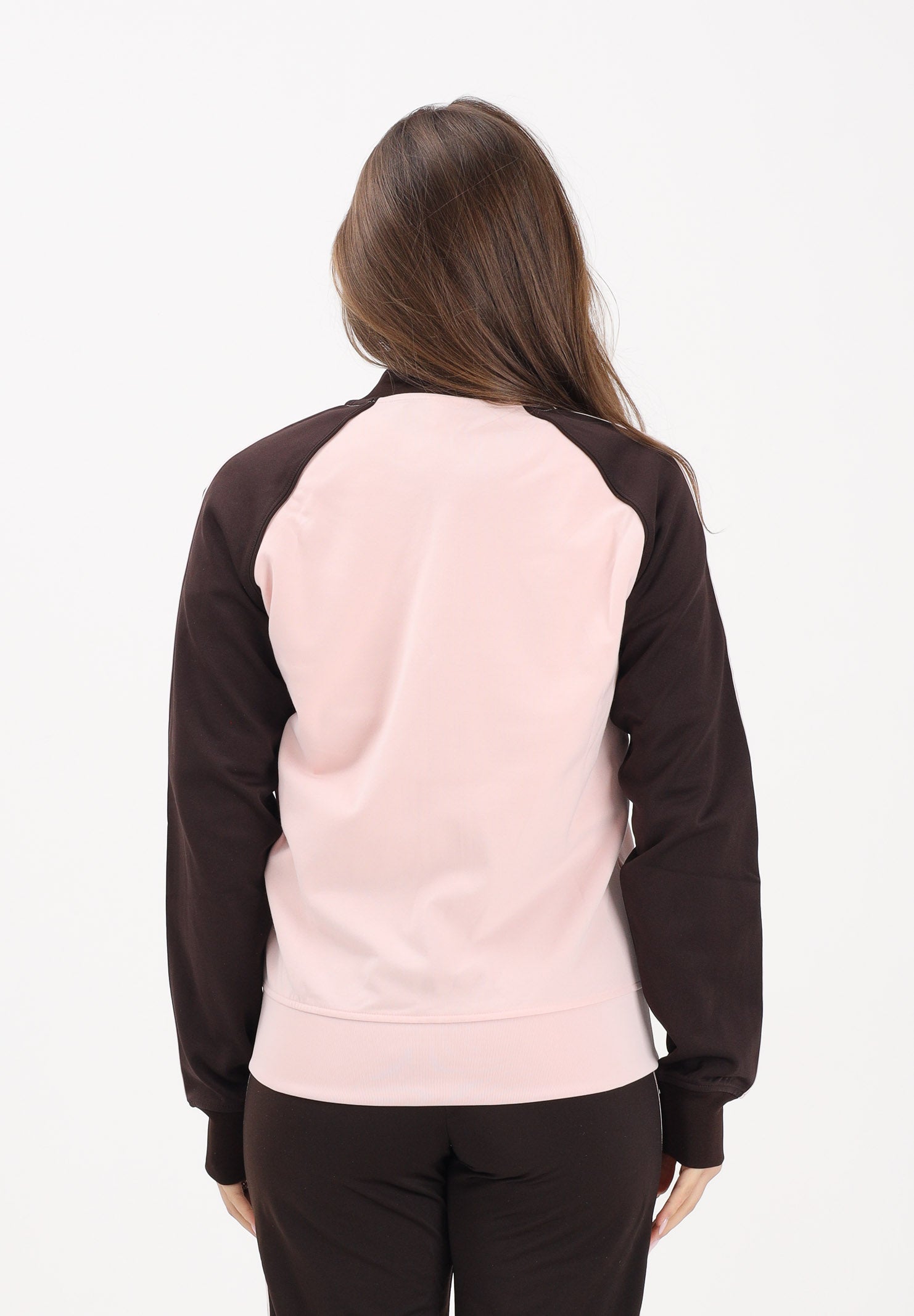 ADIDAS ORIGINALS Felpa con zip SST CLASSIC rosa e marrone da donna KD3783 . ADIDAS ORIGINALS 