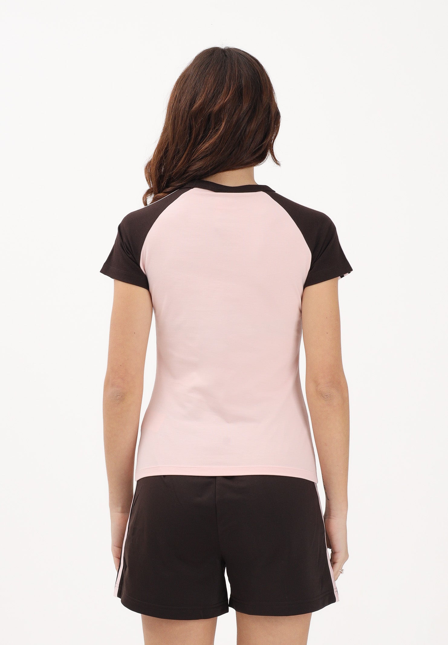 ADIDAS ORIGINALS T-shirt a manica corta SST rosa e marrone da donna KD3800 . ADIDAS ORIGINALS 