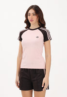 ADIDAS ORIGINALS T-shirt a manica corta SST rosa e marrone da donna KD3800 . ADIDAS ORIGINALS 
