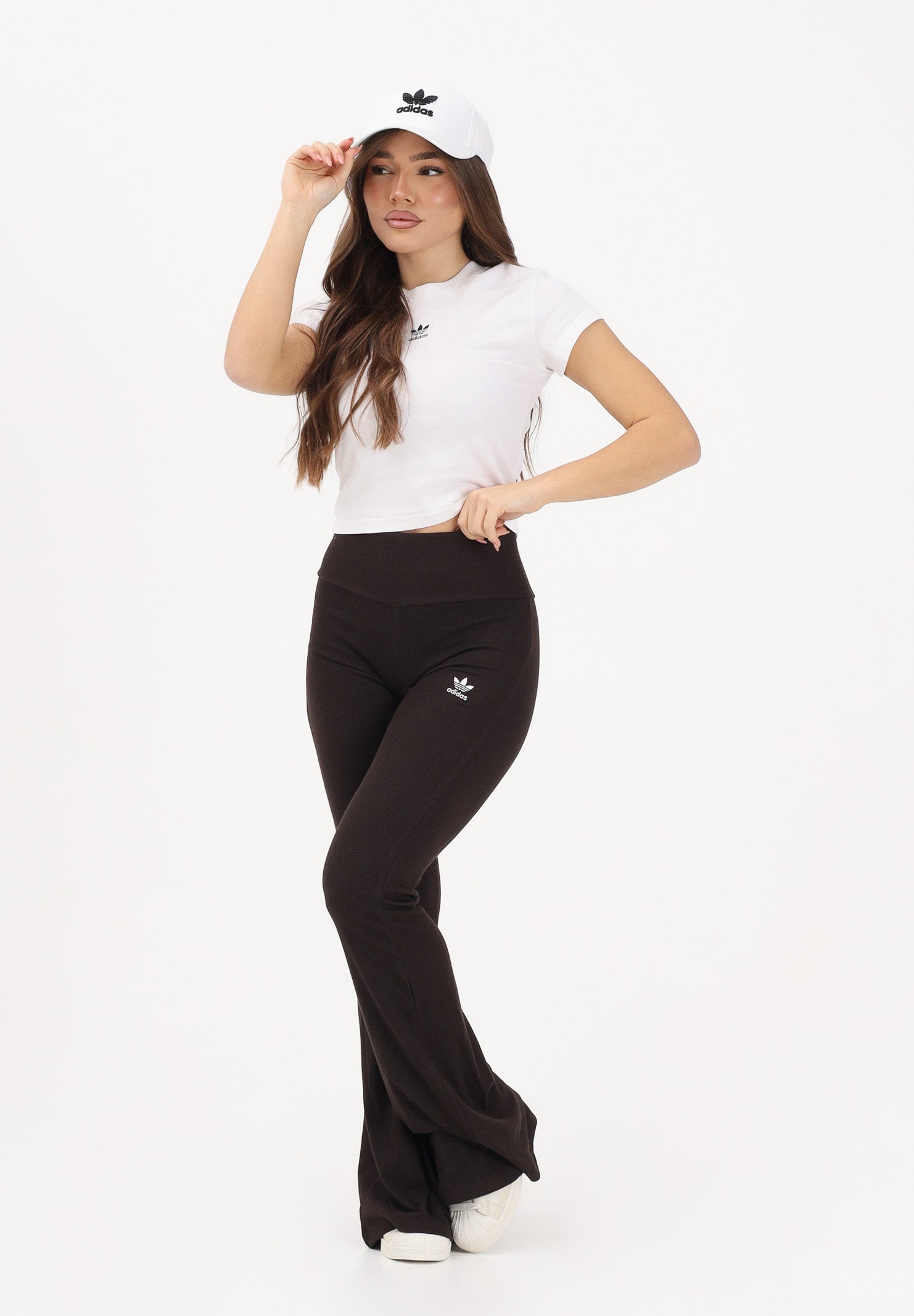 ADIDAS ORIGINALS Leggings Essentials Rib Flared marrone da donna KD3849 . ADIDAS ORIGINALS 