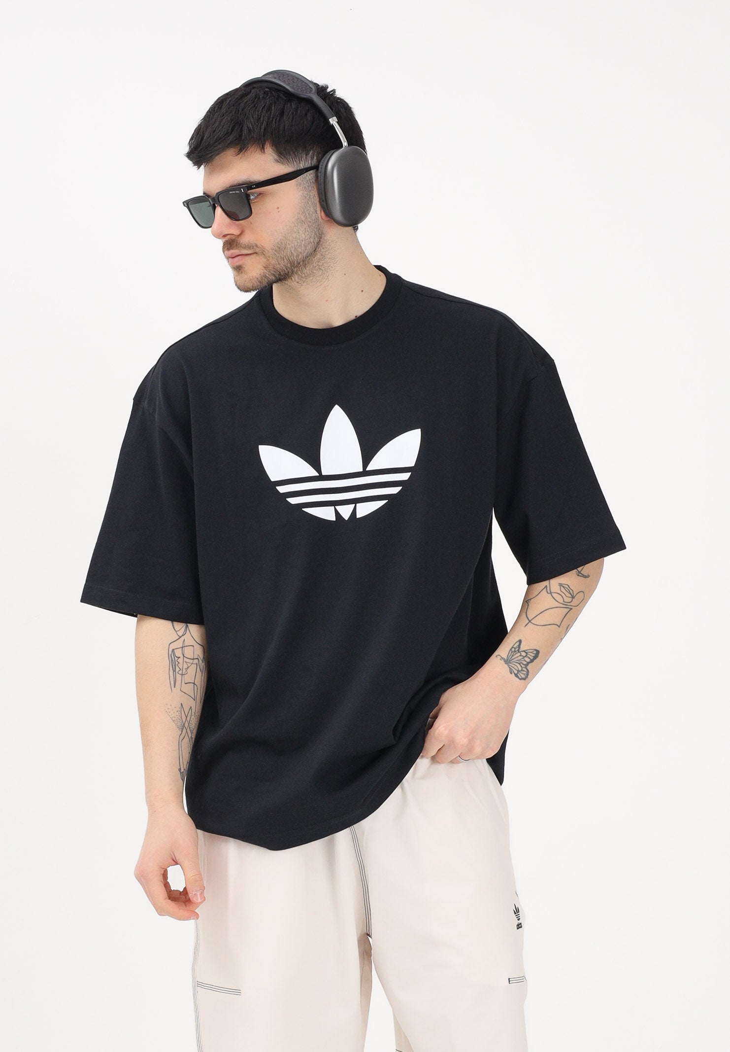 ADIDAS ORIGINALS T-shirt a manica corta ADICOLOR TREFOIL nera da uomo KD4091 . ADIDAS ORIGINALS 