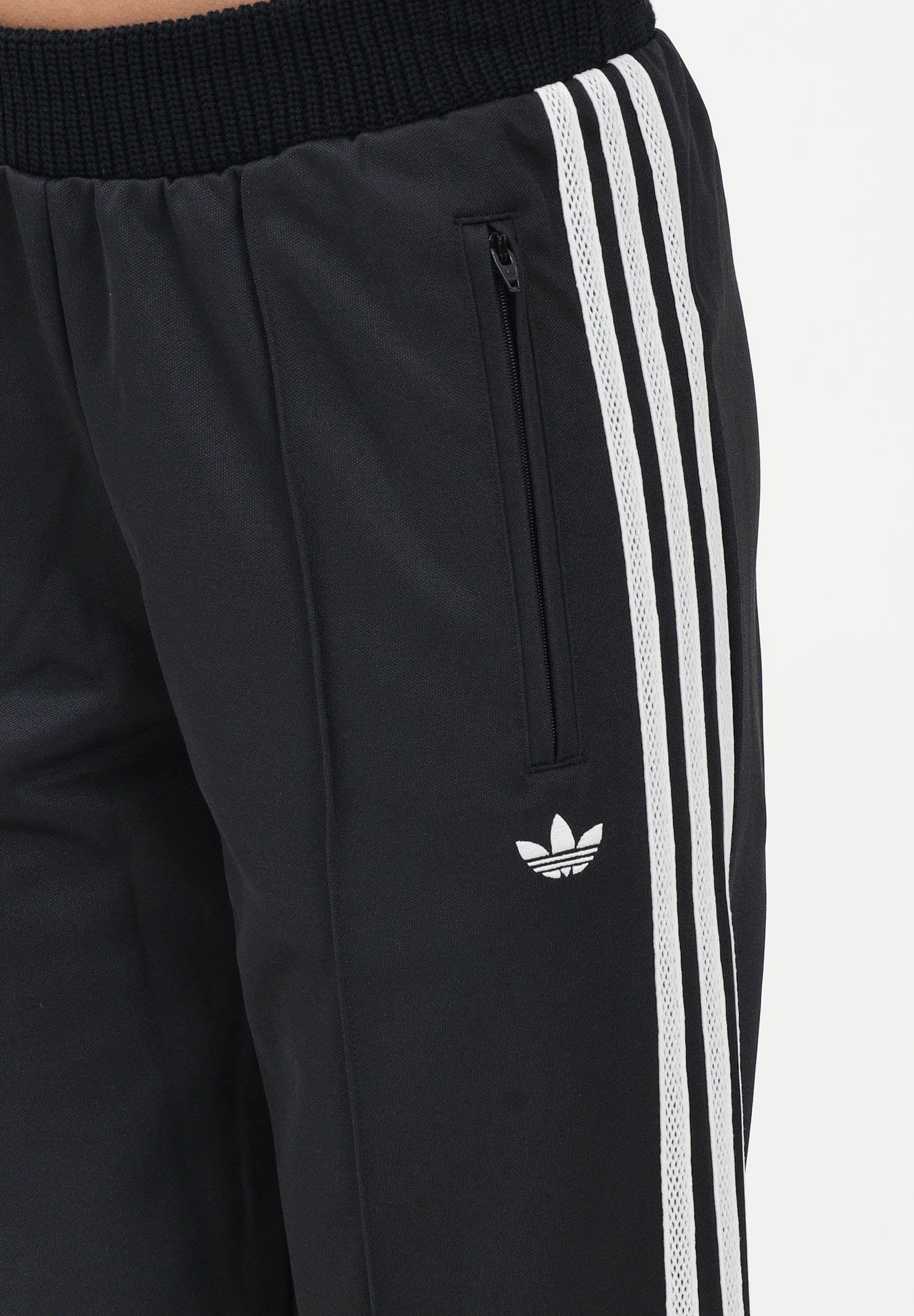 ADIDAS ORIGINALS Pantalone sportivo Firebird nero da donna con dettagli in maglia all'uncinetto KD5443 . ADIDAS ORIGINALS 