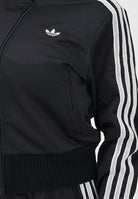 ADIDAS ORIGINALS Felpa con zip Firebird nera da donna con dettagli in maglia all'uncinetto KD5455 . ADIDAS ORIGINALS 
