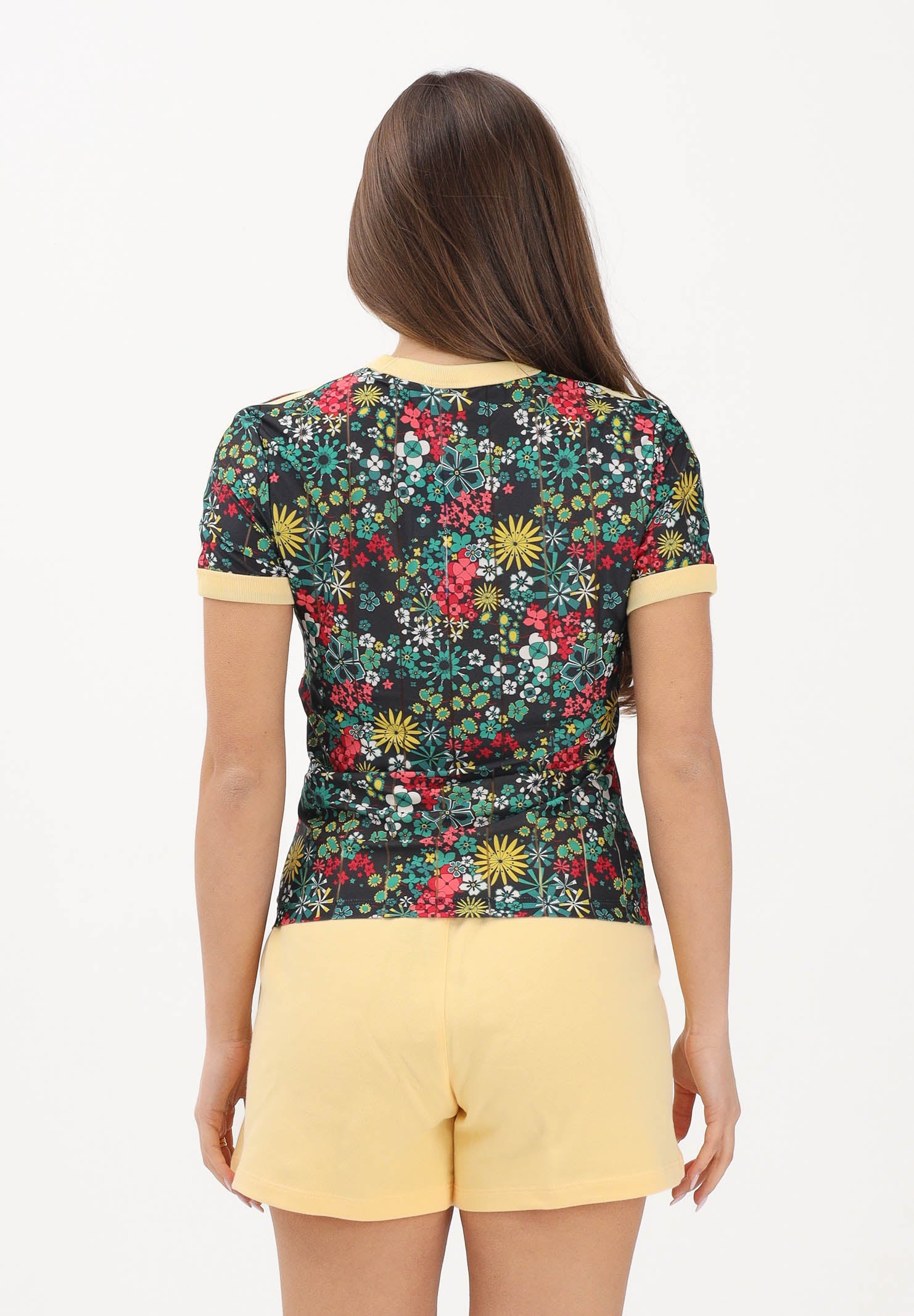 ADIDAS ORIGINALS T-shirt a manica corta ADIDAS ORIGINALS X LIBERTY LONDON 3 STRIPES nera da donna KD5560 . ADIDAS ORIGINALS 
