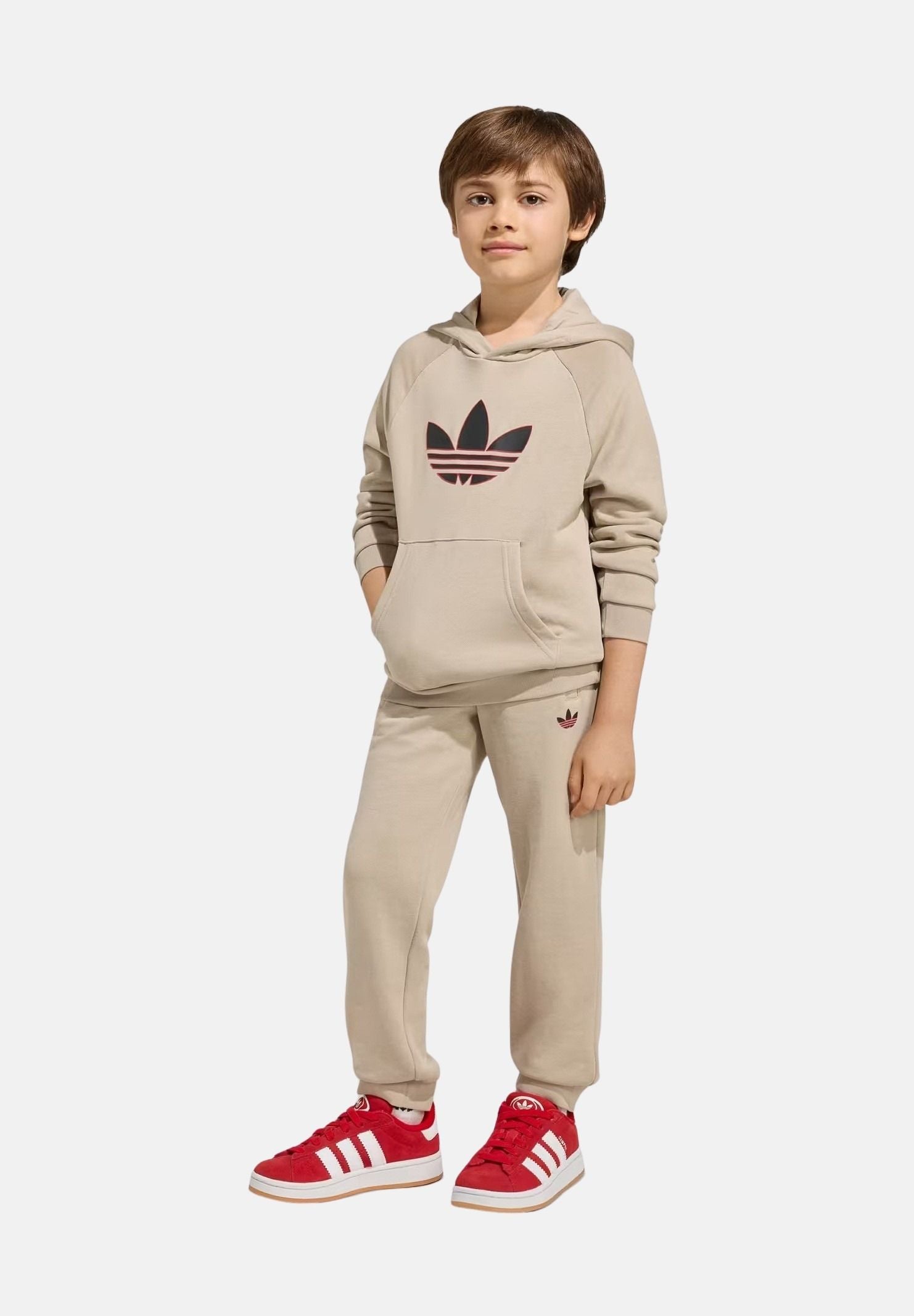 ADIDAS ORIGINALS Tuta GRAPHIC TREFOIL LOOSE beige da bambino KD5772 . ADIDAS ORIGINALS 