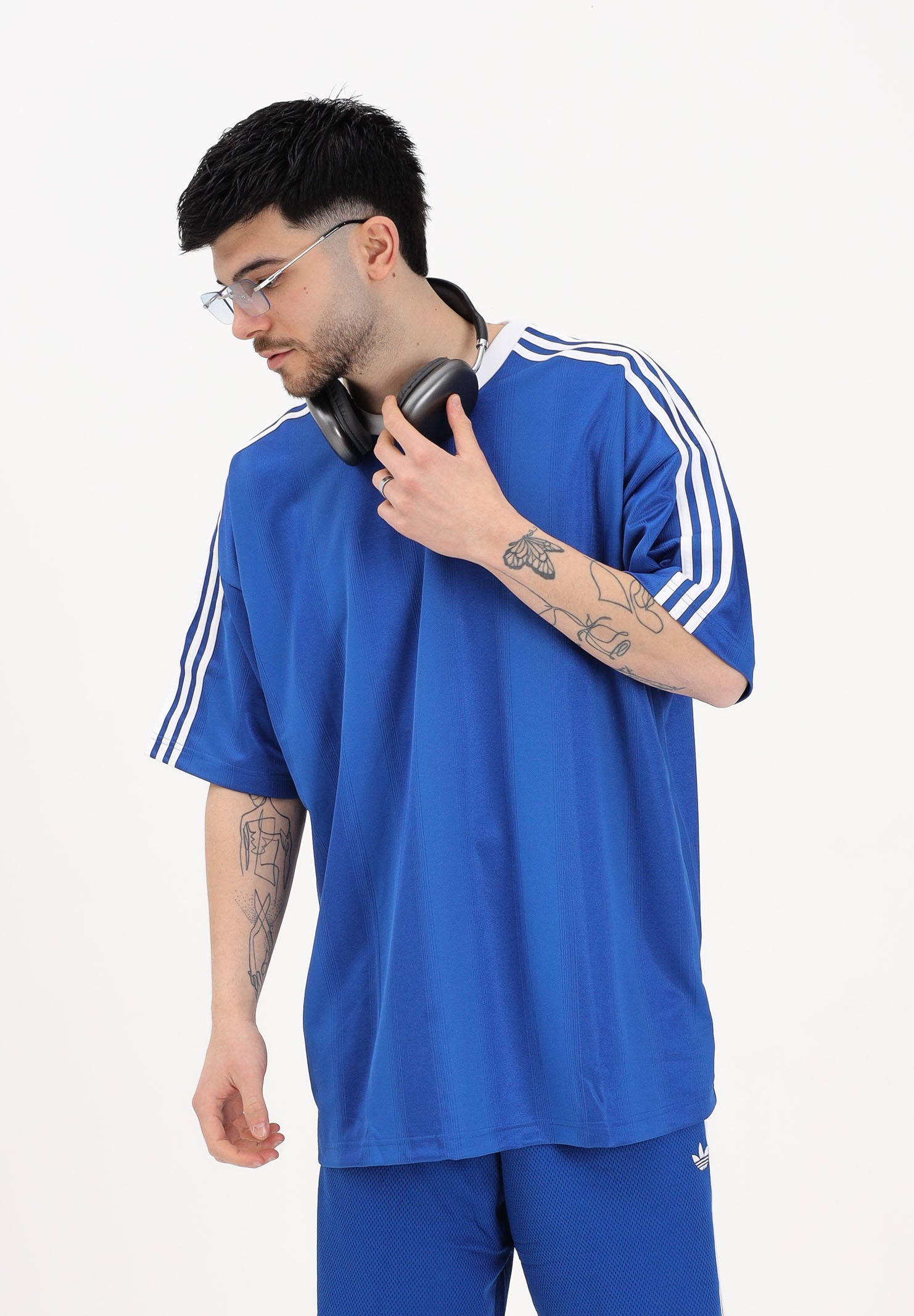 ADIDAS ORIGINALS T-shirt a manica corta Adicolor Jacquard Jersey blu da uomo KD5828 . ADIDAS ORIGINALS 