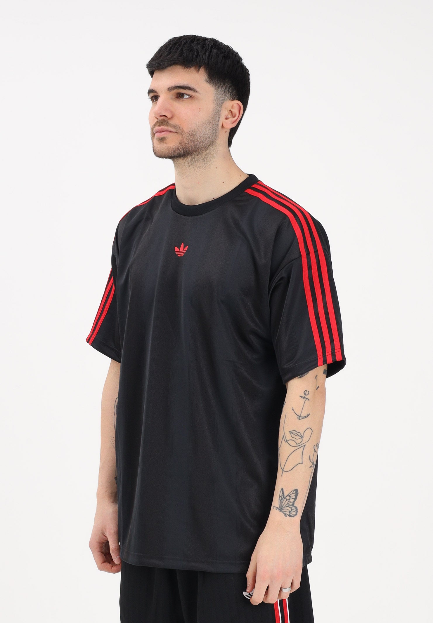 ADIDAS ORIGINALS T-shirt a manica corta Adicolor Jacquard nera da uomo KD5831 . ADIDAS ORIGINALS 