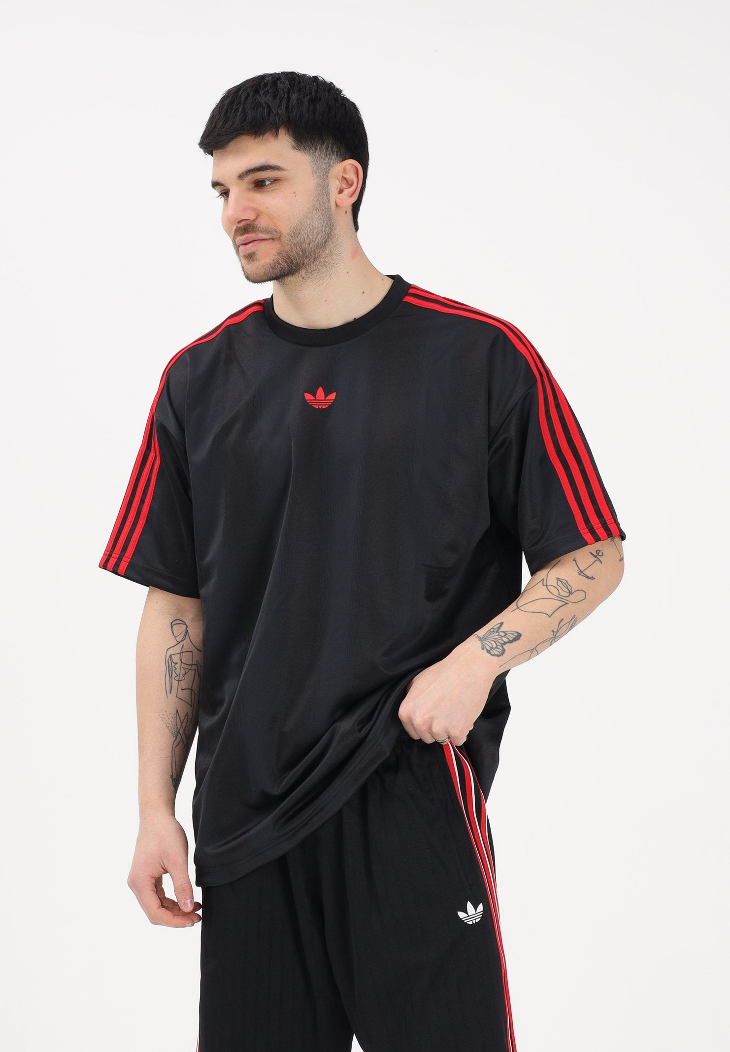 ADIDAS ORIGINALS T-shirt a manica corta Adicolor Jacquard nera da uomo KD5831 . ADIDAS ORIGINALS 