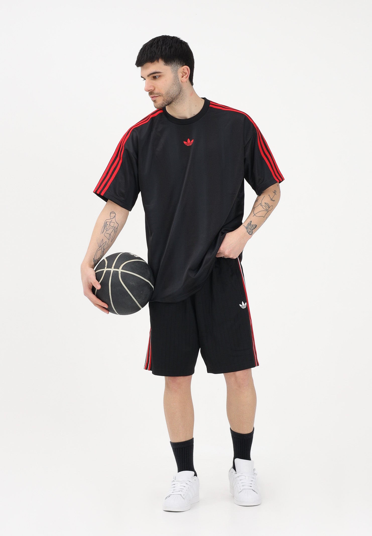 ADIDAS ORIGINALS T-shirt a manica corta Adicolor Jacquard nera da uomo KD5831 . ADIDAS ORIGINALS 