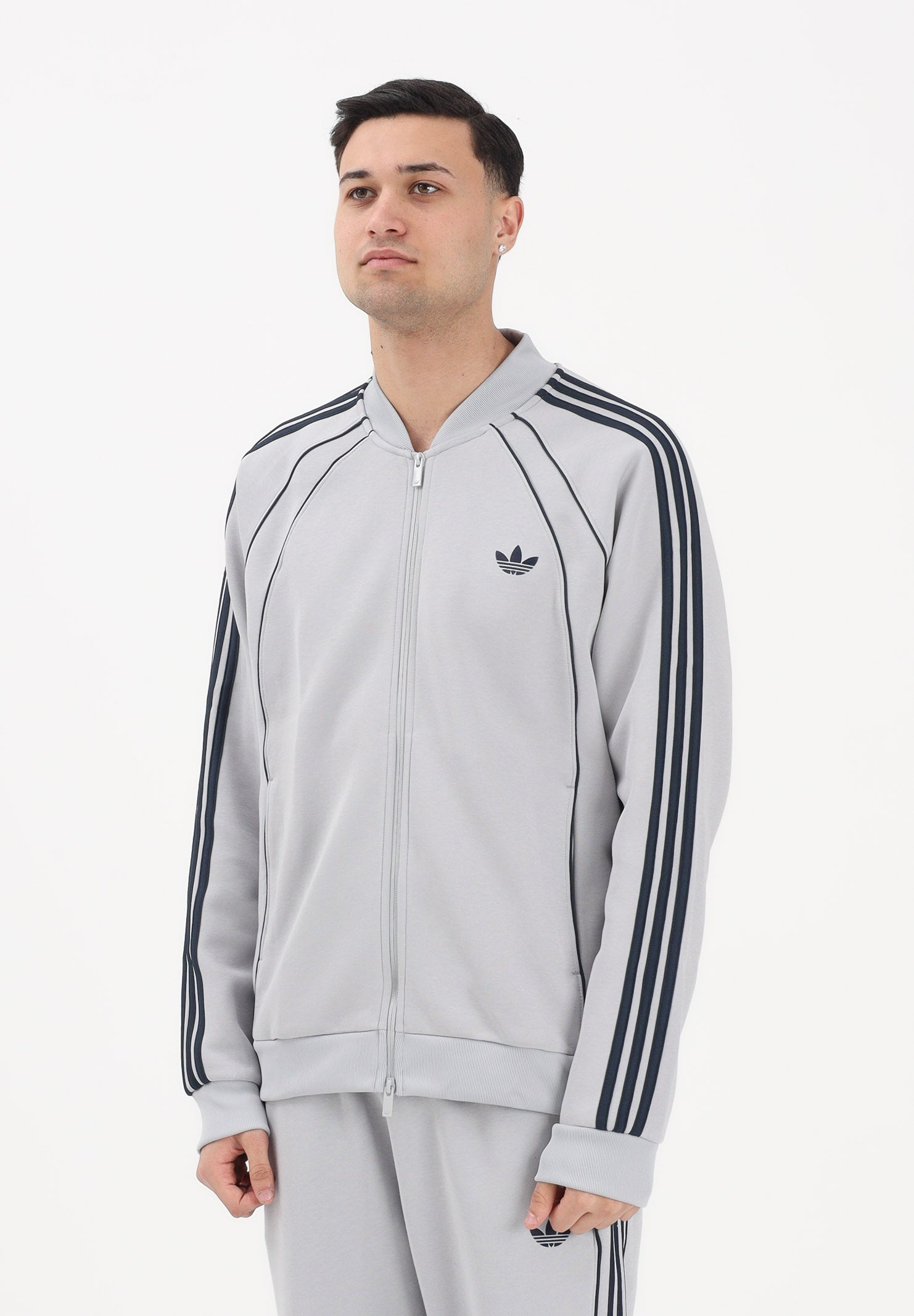 ADIDAS ORIGINALS Felpa con zip Adicolor 2.0. grigia e blu da uomo KD5839 . ADIDAS ORIGINALS 