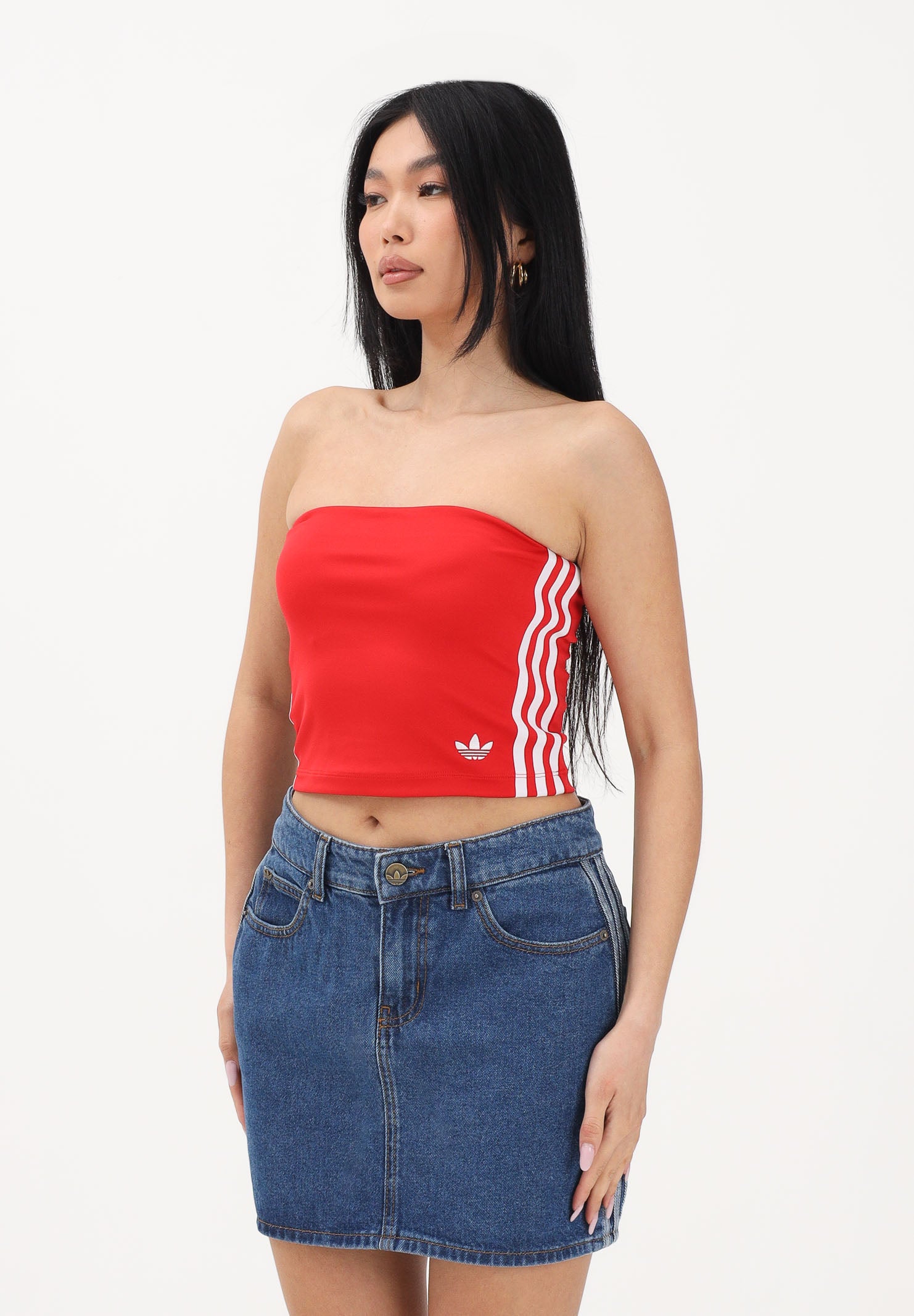 ADIDAS ORIGINALS Top 3 STRIPES TUBE rosso da donna KD6236 . ADIDAS ORIGINALS 