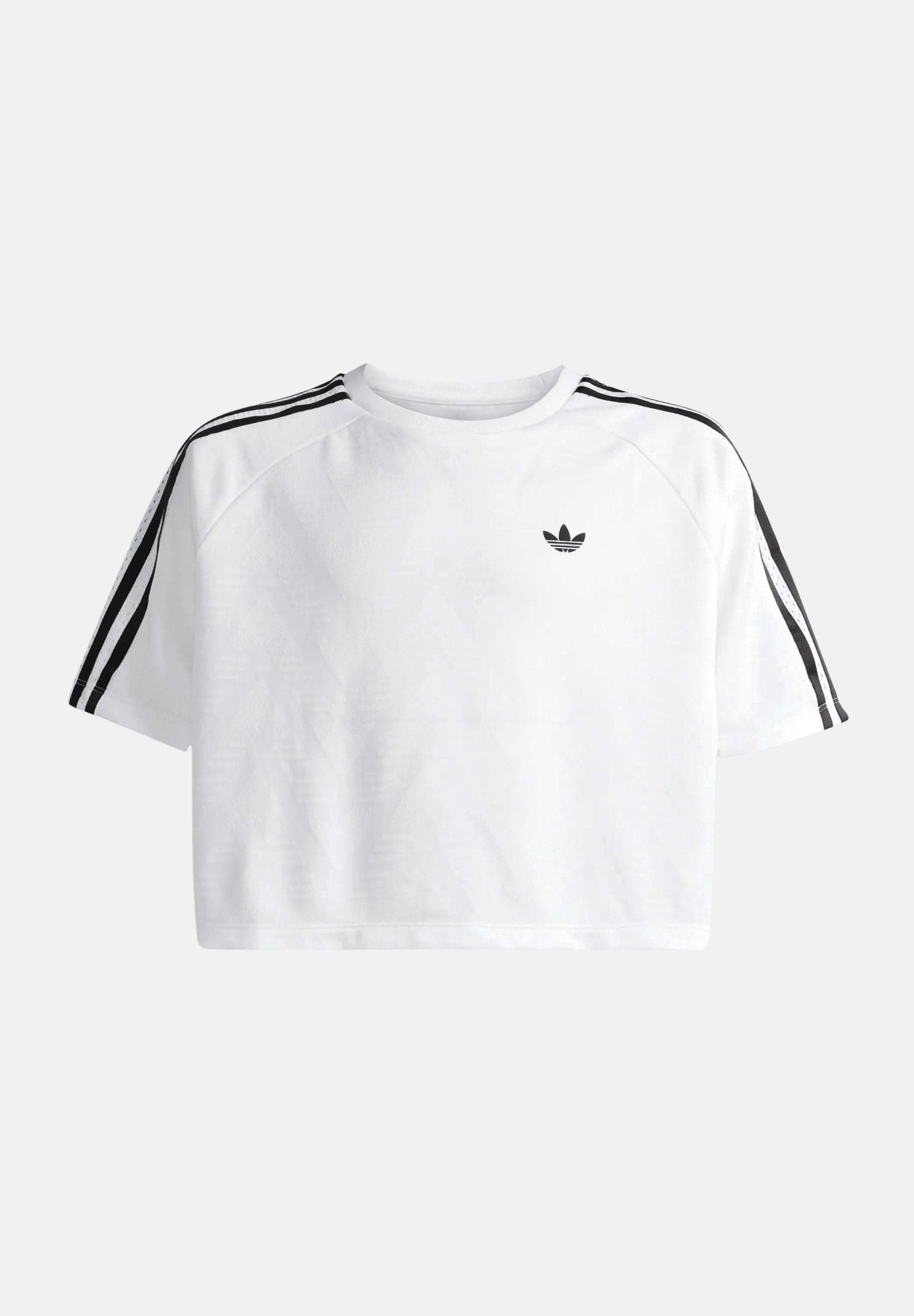 ADIDAS ORIGINALS T-shirt a manica corta Loose Boxy Jacquard bianca da bambina KD7830 . ADIDAS ORIGINALS 