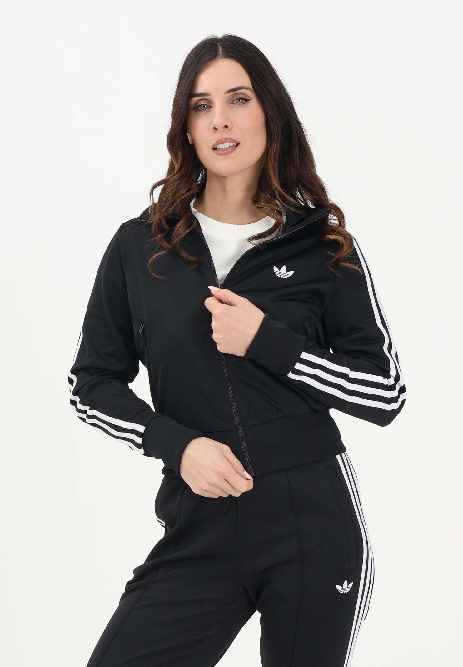 ADIDAS ORIGINALS Felpa con zip in pile FIREBIRD CLASSIC nera da donna KD7981 . ADIDAS ORIGINALS 