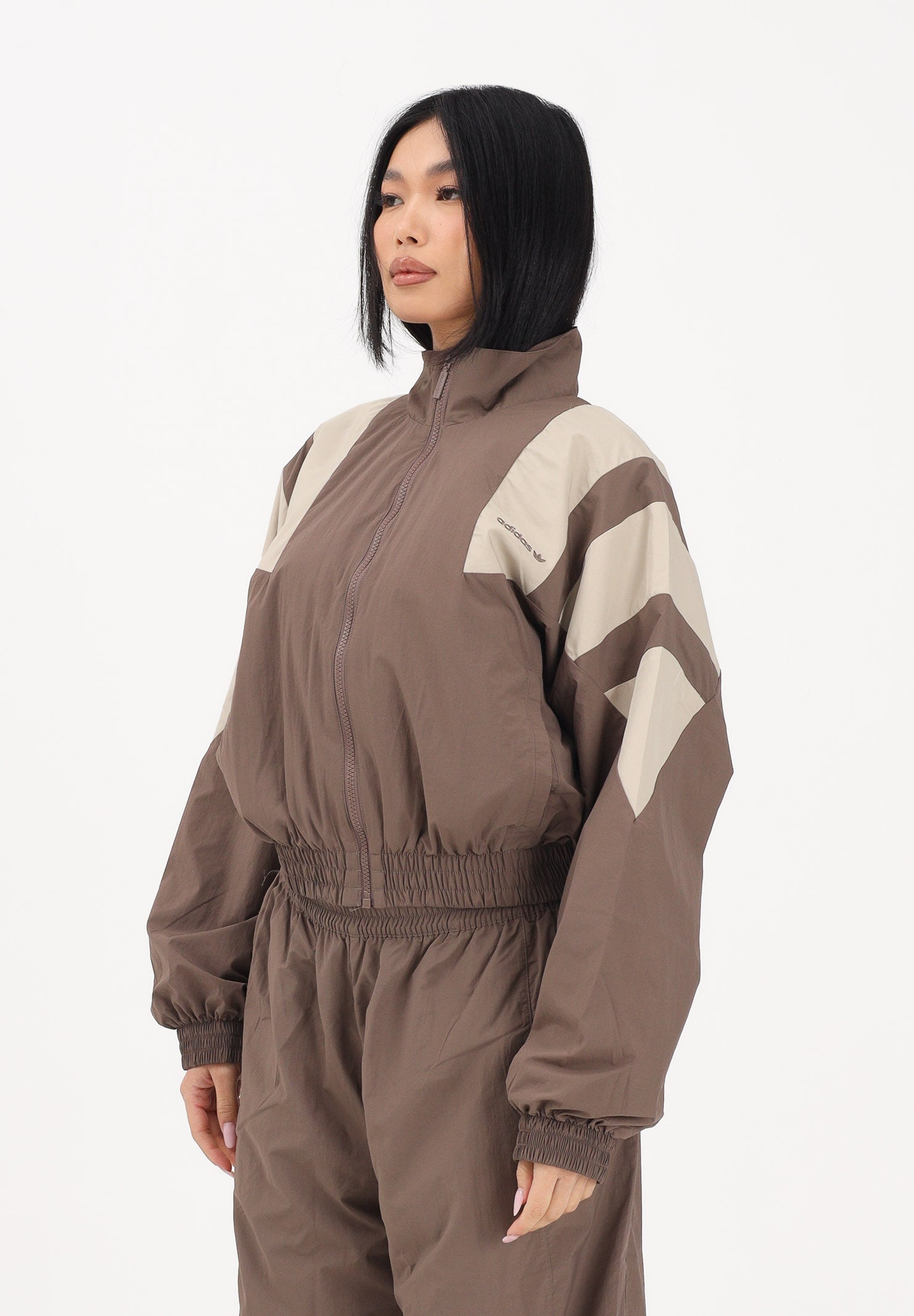 ADIDAS ORIGINALS Giacca a vento BLOCKED WASHED marrone e beige da donna KD8787 . ADIDAS ORIGINALS 