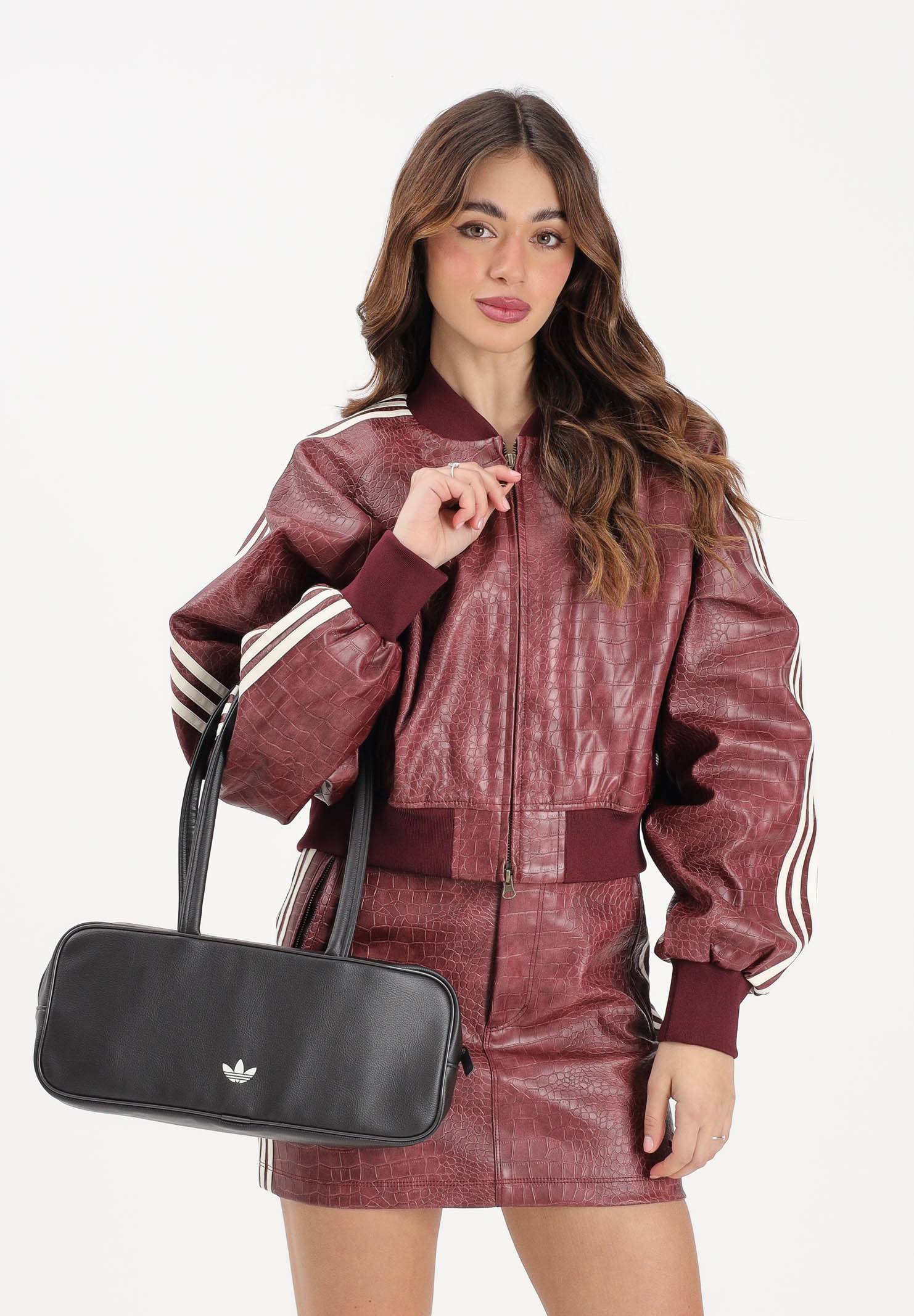 ADIDAS ORIGINALS Giubbotto Pleather bordeaux da donna KD8792 . ADIDAS ORIGINALS 