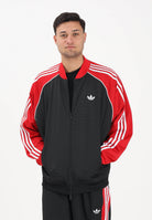 ADIDAS ORIGINALS Felpa con zip SST LOOSE MESH nera e rossa da uomo KE0115 . ADIDAS ORIGINALS 