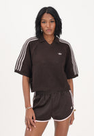 ADIDAS ORIGINALS Polo a manica corta in maglia marrone da donna KE0198 . ADIDAS ORIGINALS 