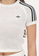 ADIDAS ORIGINALS Maglia a manica corta KNITTED CROCHET CALI bianca da donna<BR/> KE0200 . ADIDAS ORIGINALS 