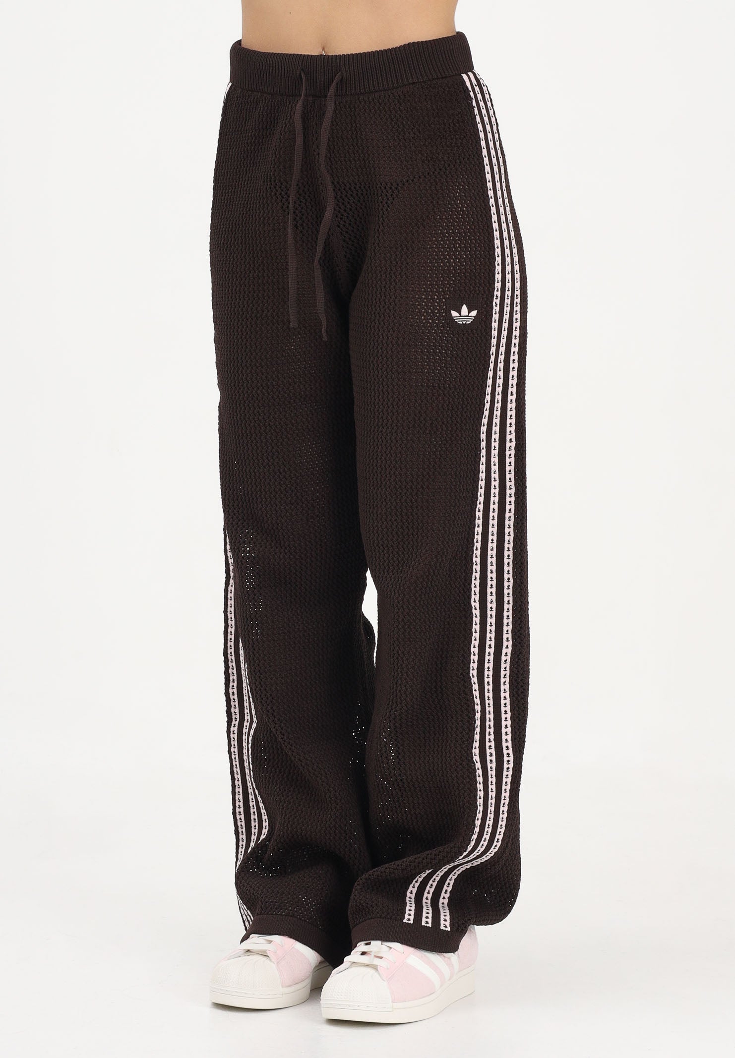 ADIDAS ORIGINALS Pantalone KNITTED CROCHET FIREBIRD marrone da donna<BR/> KE0201 . ADIDAS ORIGINALS 