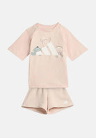 ADIDAS PERFORMANCE  Completo t-shirt e shorts pink/white rosa chiaro da neonato con grafica Football Monster.<BR/> KE0757 . ADIDAS ORIGINALS 