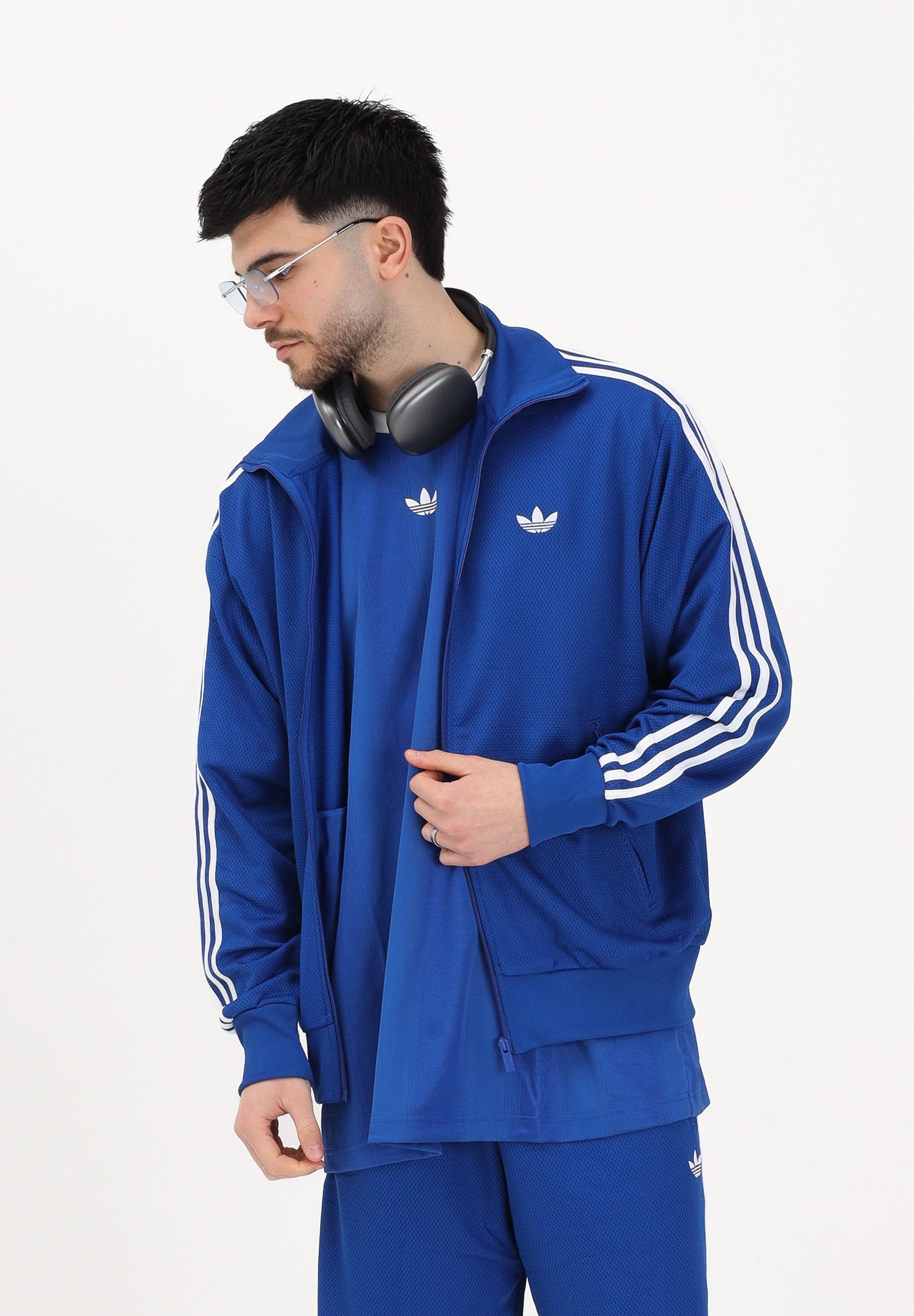 ADIDAS ORIGINALS Felpa con zip Firebird Adicolor Mesh blu da uomo KE0790 . ADIDAS ORIGINALS 
