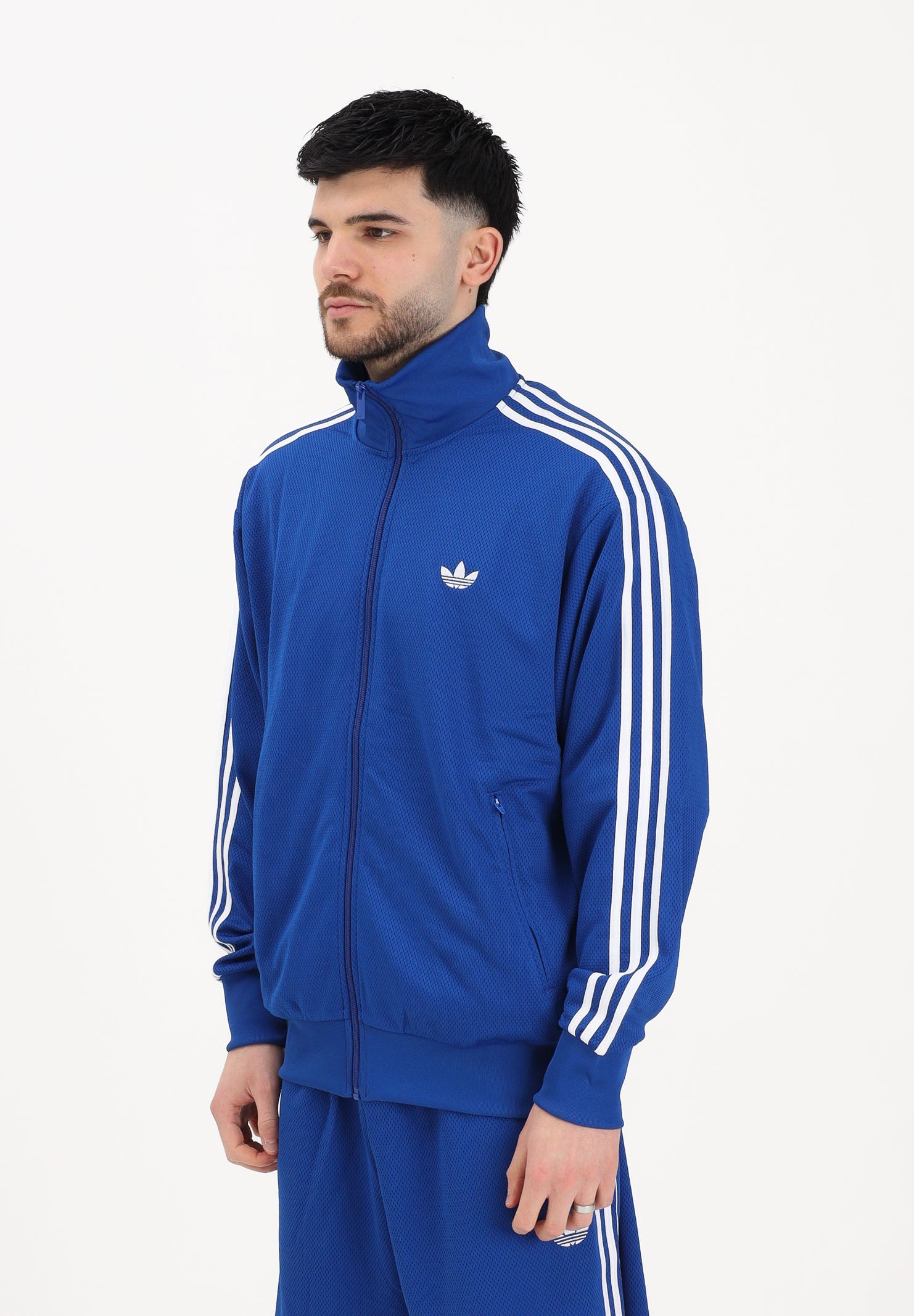 ADIDAS ORIGINALS Felpa con zip Firebird Adicolor Mesh blu da uomo KE0790 . ADIDAS ORIGINALS 