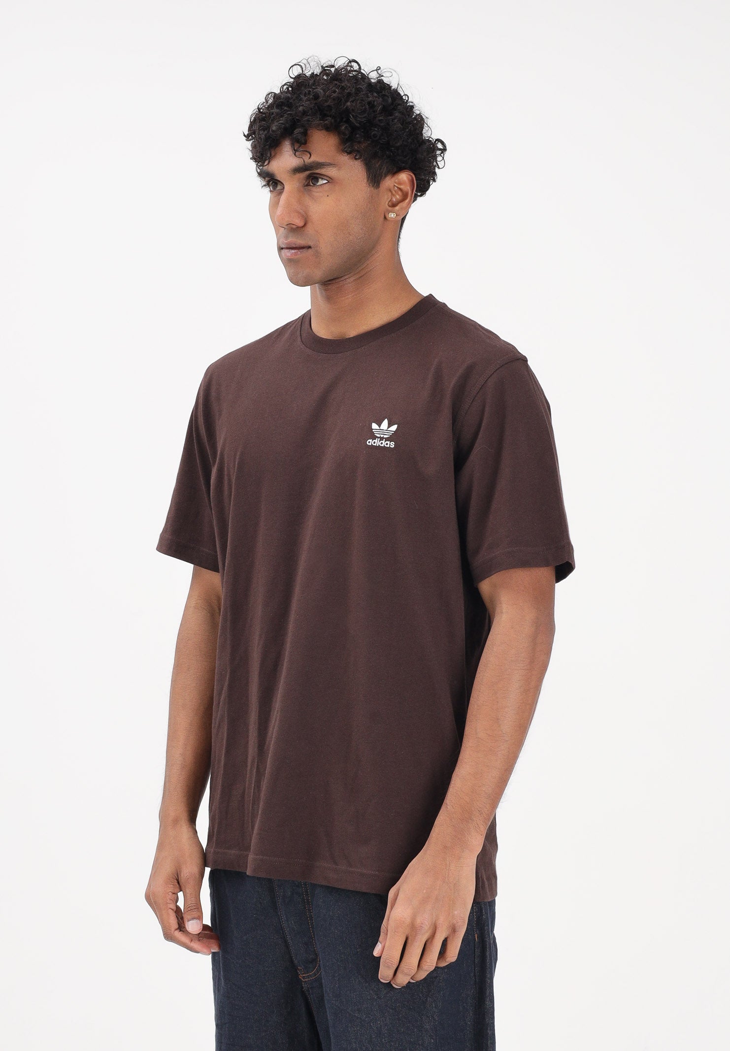 ADIDAS ORIGINALS T-shirt a manica corta Trefoil Essentials marrone da uomo KE1146 . ADIDAS ORIGINALS 