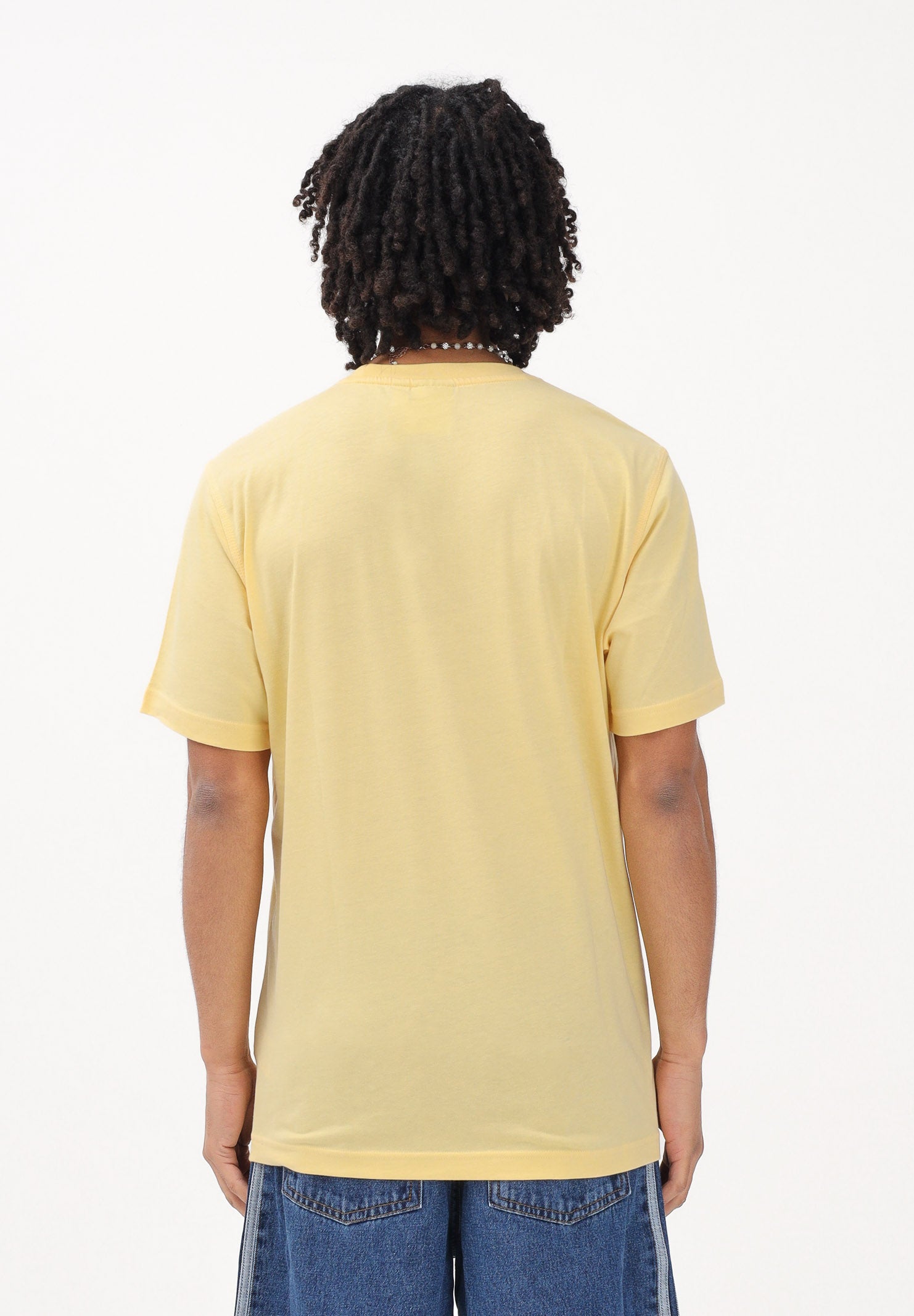 ADIDAS ORIGINALS T-shirt a manica corta TREFOIL ESSENTIALS gialla da uomo KE1165 . ADIDAS ORIGINALS 