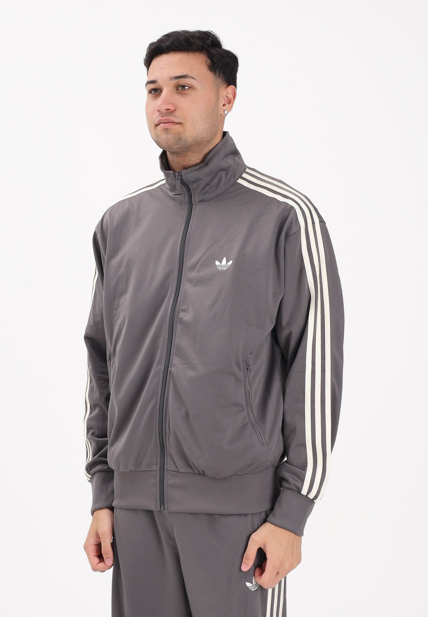 ADIDAS ORIGINALS Felpa con zip Firebird grigia e panna da uomo KE1645 . ADIDAS ORIGINALS 