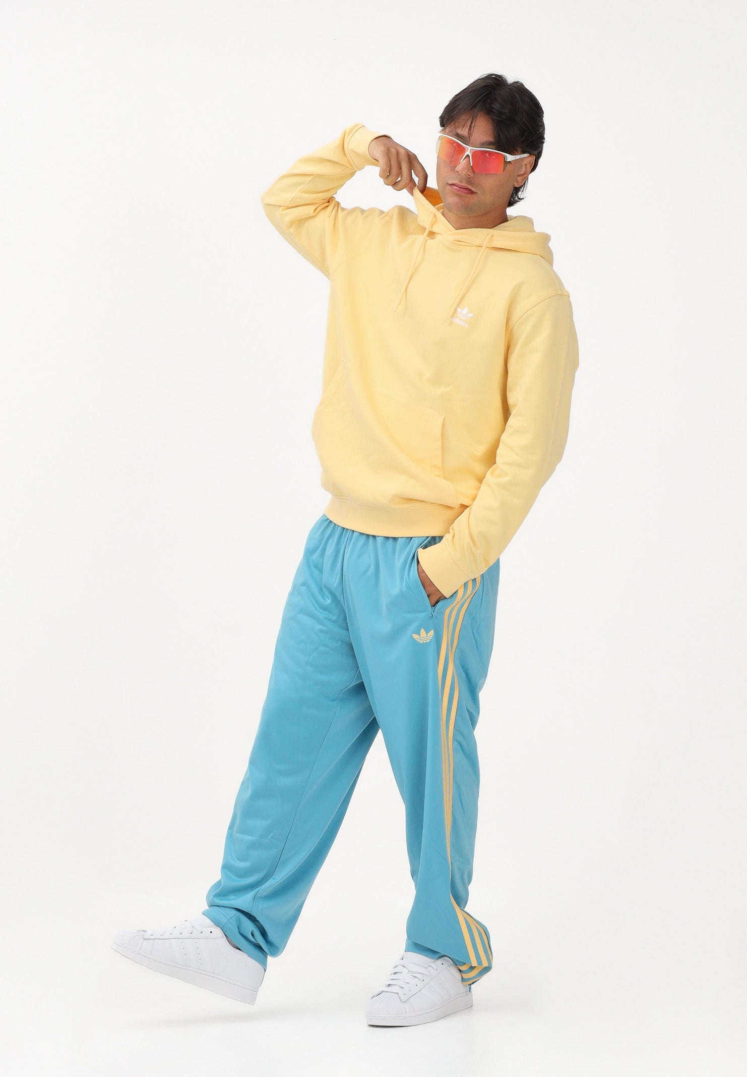 ADIDAS ORIGINALS Pantalone sportivo FIREBIRD azzurro e giallo da uomo KE1648 . ADIDAS ORIGINALS 