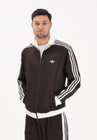 ADIDAS ORIGINALS Felpa con zip Iconico marrone e panna da uomo KE1665 . ADIDAS ORIGINALS 