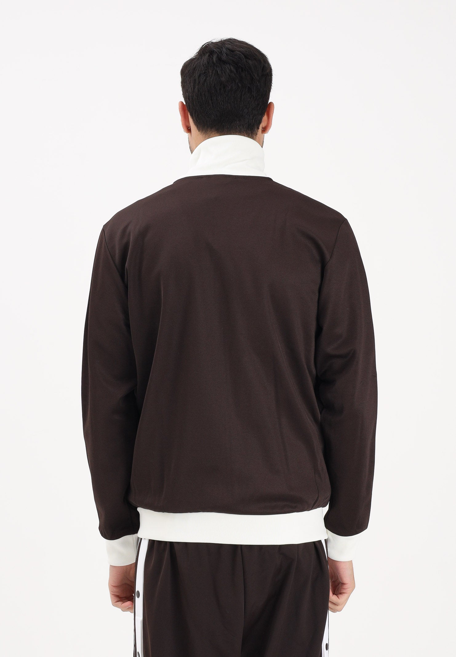ADIDAS ORIGINALS Felpa con zip Iconico marrone e panna da uomo KE1665 . ADIDAS ORIGINALS 