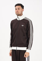 ADIDAS ORIGINALS Felpa con zip Iconico marrone e panna da uomo KE1665 . ADIDAS ORIGINALS 