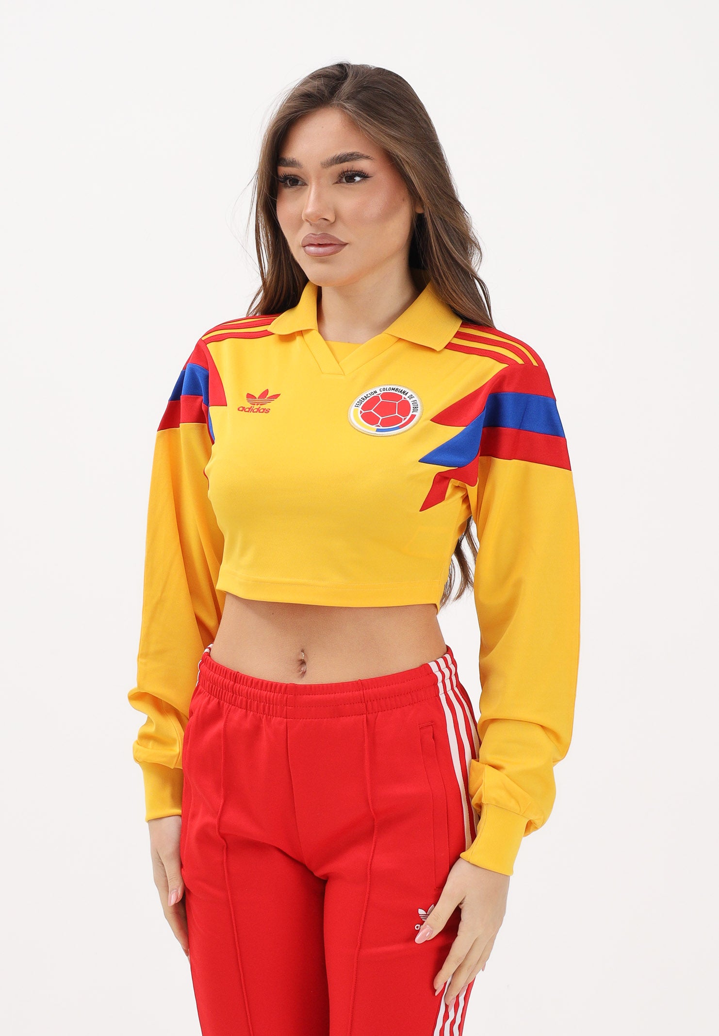 ADIDAS ORIGINALS Felpa girocollo Colombia Reconstructed Bringback Jersey gialla da donna KE2299 . ADIDAS ORIGINALS 