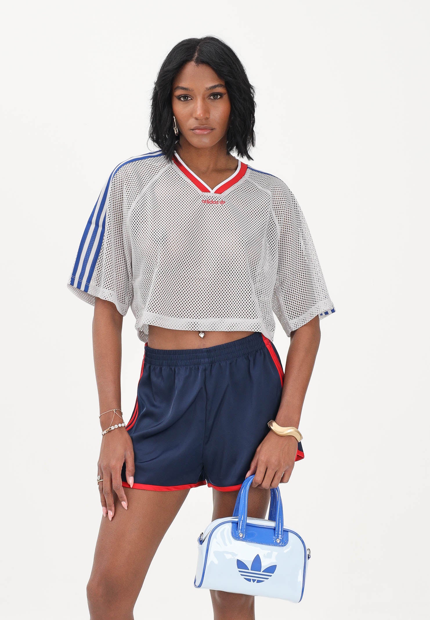 ADIDAS ORIGINALS T-shirt a manica corta Mesh Short Sleeve grigia da donna KE2358 . ADIDAS ORIGINALS 
