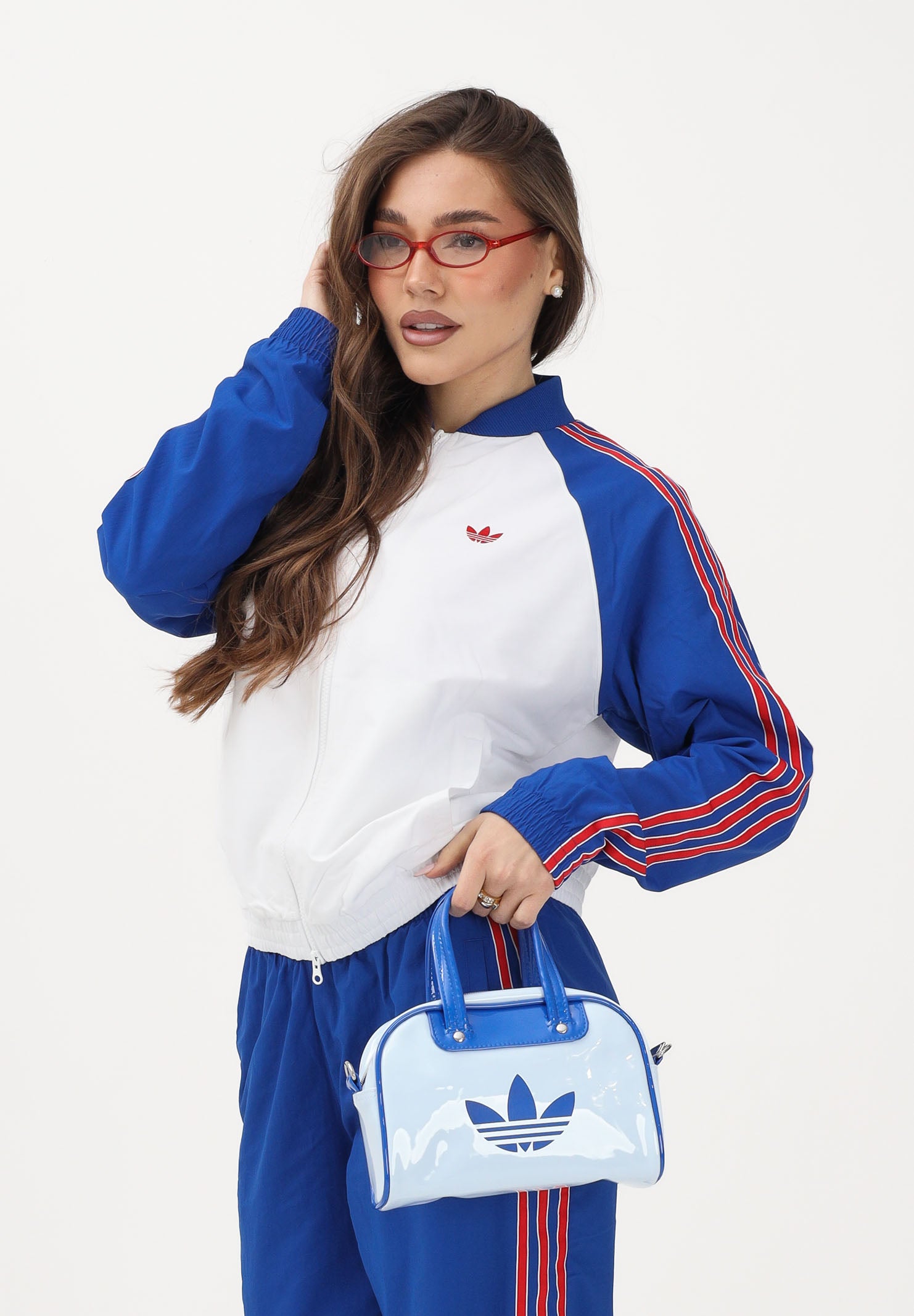 ADIDAS ORIGINALS Giacca a vento SST bianca, blu e rossa da donna KE2413 . ADIDAS ORIGINALS 