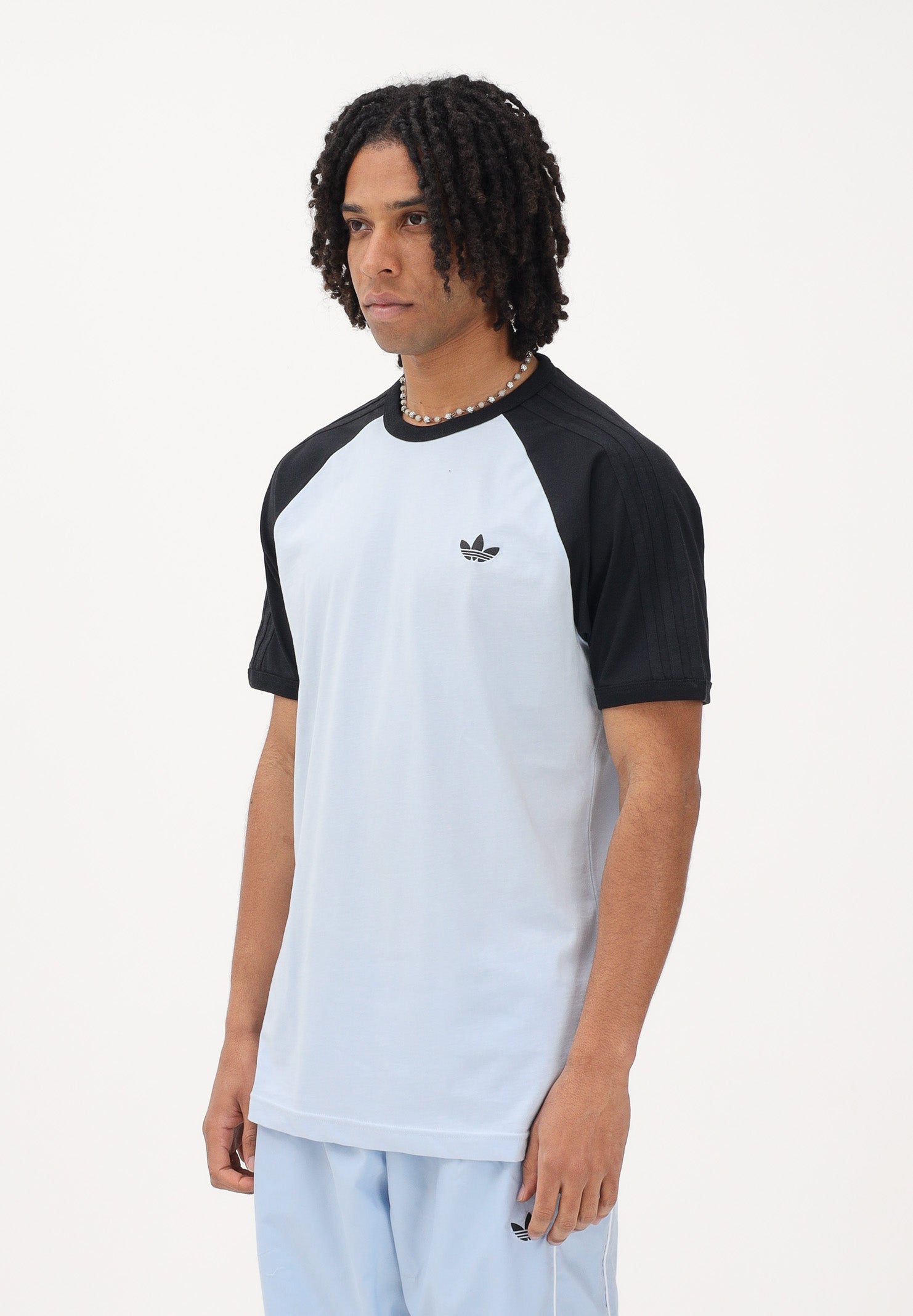 ADIDAS ORIGINALS T-shirt a manica corta  3 STRIPES azzurra da uomo KE2423 . ADIDAS ORIGINALS 