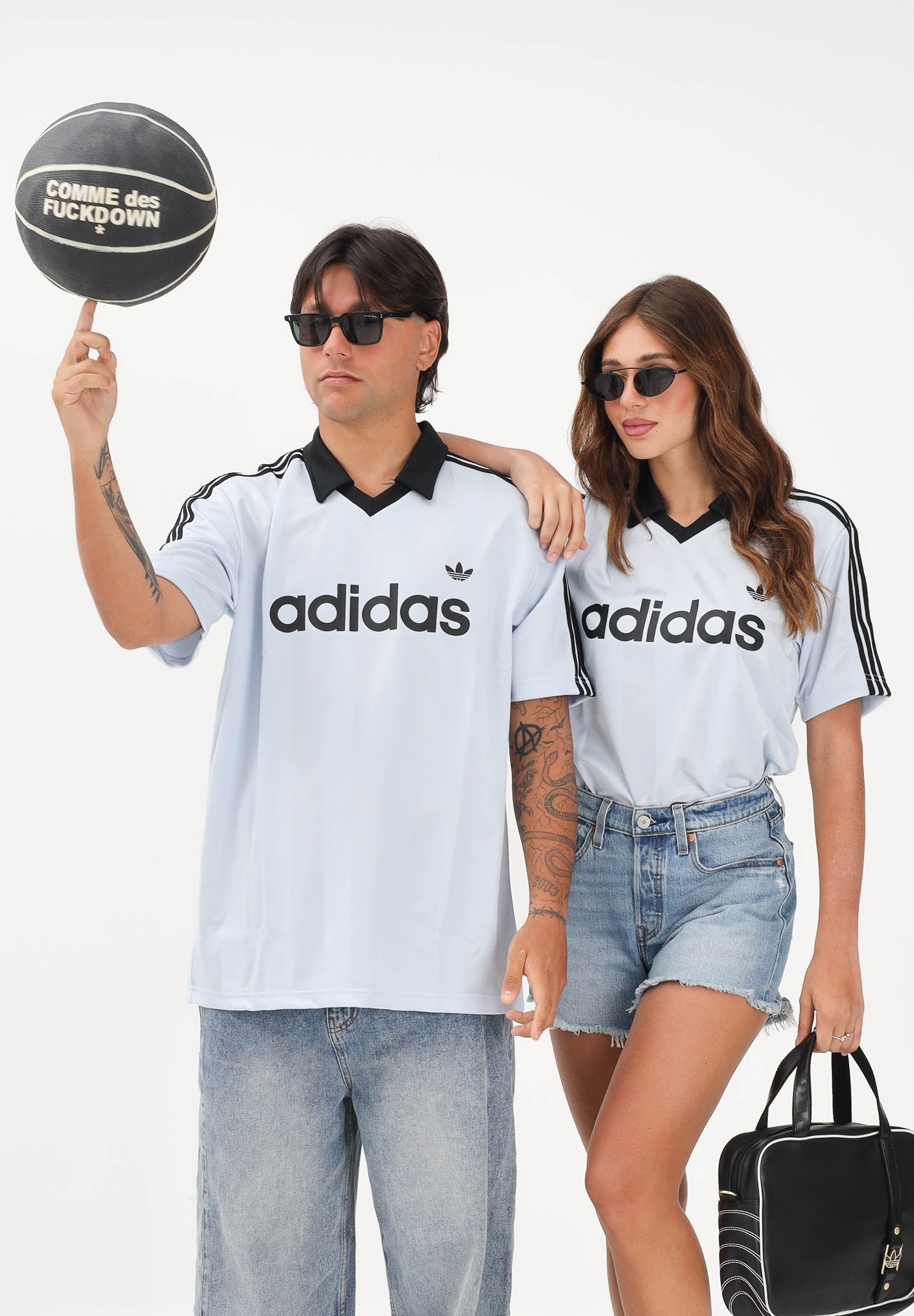 ADIDAS ORIGINALS Polo a manica corta ARCHIVE COLLAR ENGINEERED celeste per uomo e donna KE2453 . ADIDAS ORIGINALS 