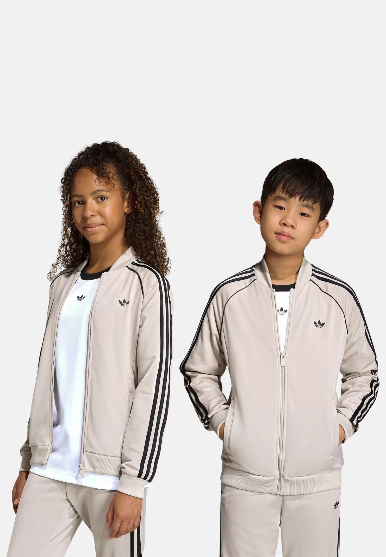 ADIDAS ORIGINALS Felpa con zip SST beige per bambino e bambina KE2855 . ADIDAS ORIGINALS 