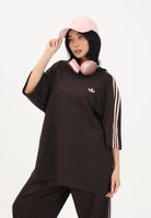 ADIDAS ORIGINALS T-shirt a manica corta Oversize Adicolor 3-Stripes marrone e rosa per uomo e donna KE2905 . ADIDAS ORIGINALS 