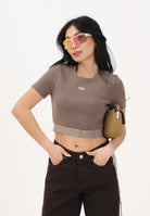 ADIDAS ORIGINALS T-shirt a manica corta Rib Essentials Washed marrone da donna KE3226 . ADIDAS ORIGINALS 