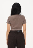 ADIDAS ORIGINALS T-shirt a manica corta Rib Essentials Washed marrone da donna KE3226 . ADIDAS ORIGINALS 