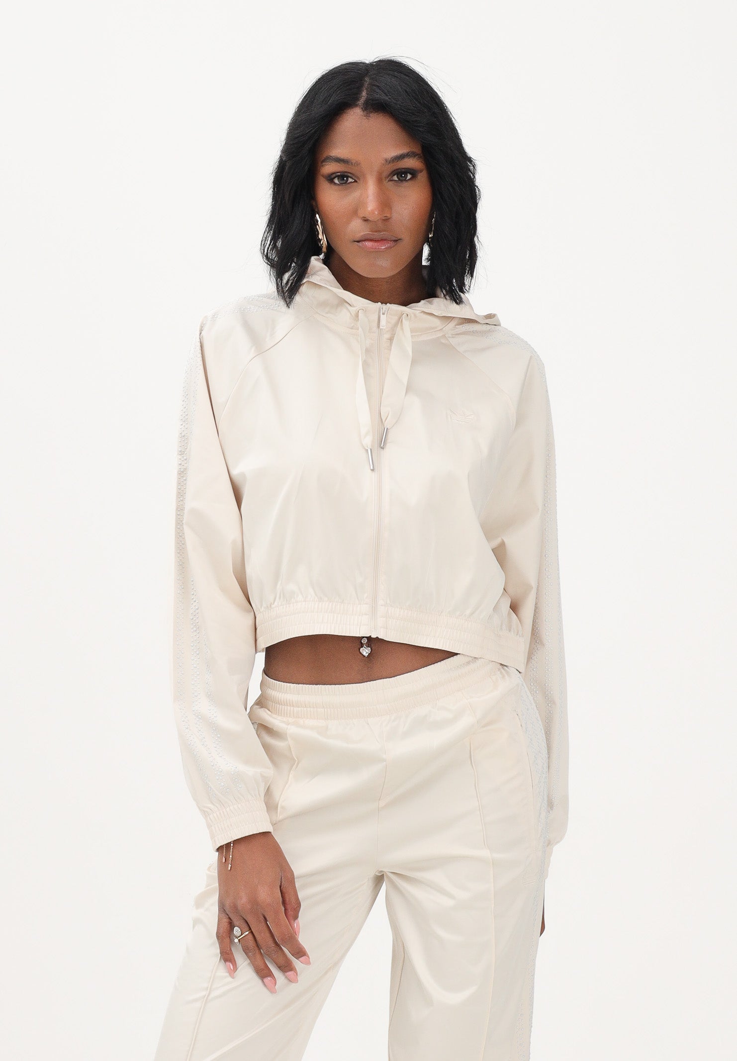 ADIDAS ORIGINALS Felpa con zip PEARL panna da donna KE3391 . ADIDAS ORIGINALS 