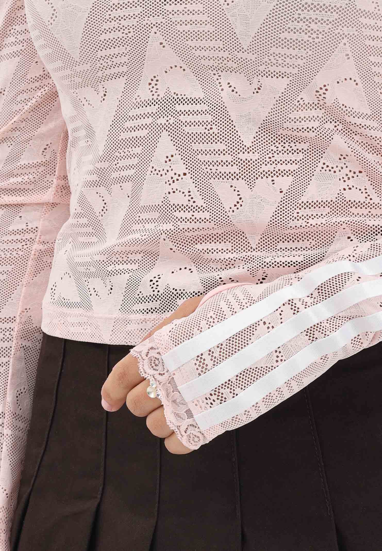 ADIDAS ORIGINALS Top a manica lunga Lace Bardot rosa da donna KE3459 . ADIDAS ORIGINALS 