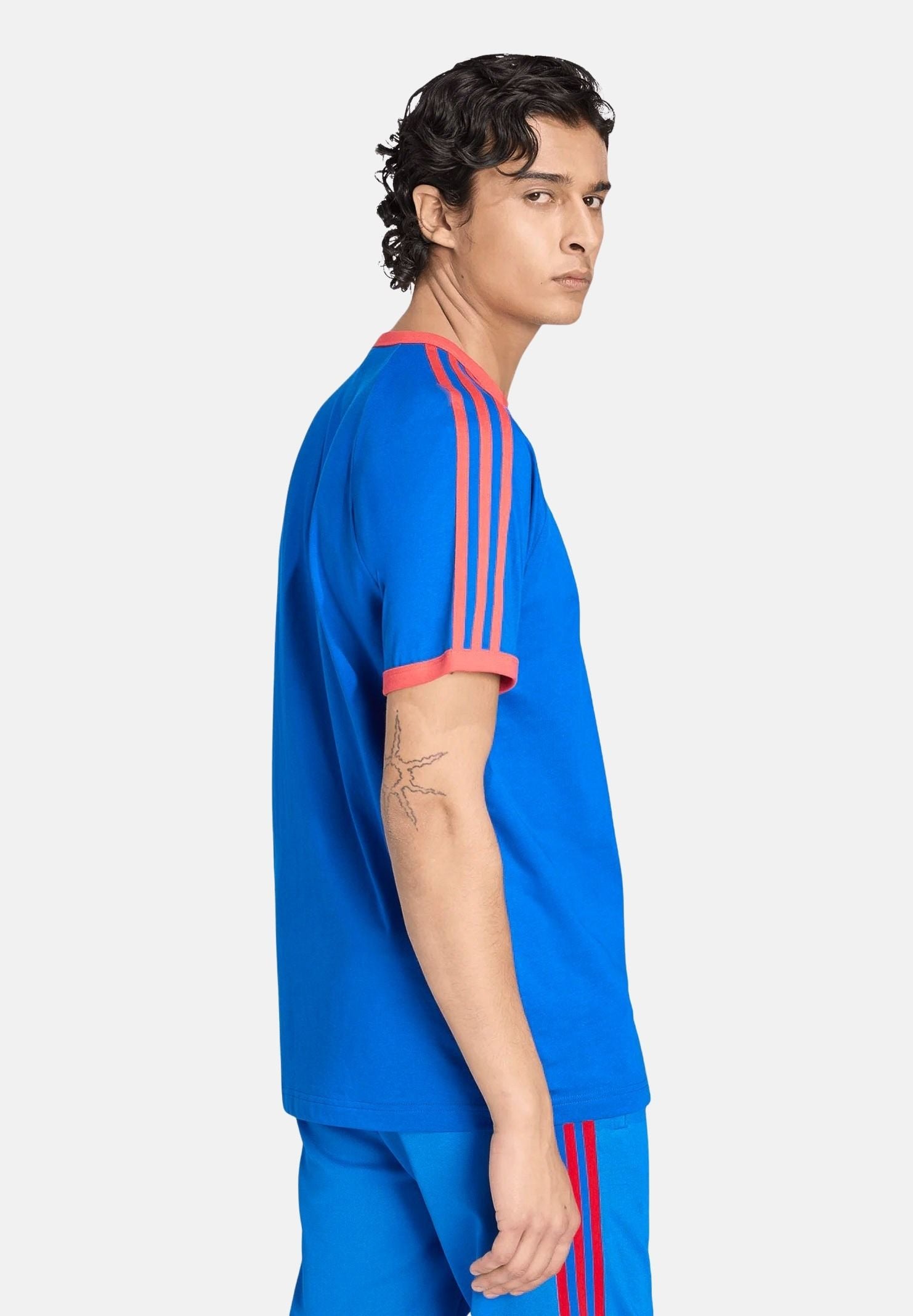 ADIDAS ORIGINALS T-shirt 3-Stripes Blue blu da uomo con righe a contrasto KE3531 . ADIDAS ORIGINALS 