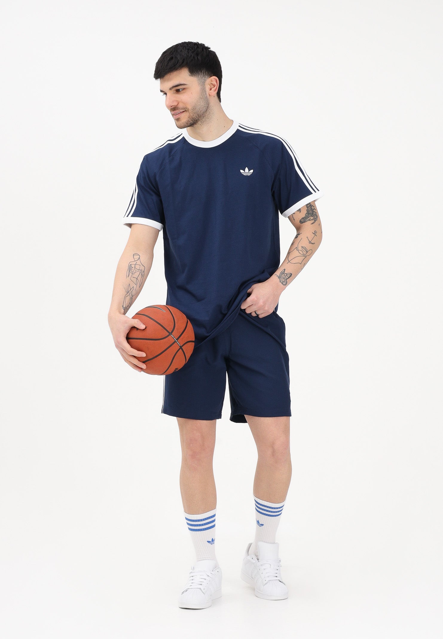 ADIDAS ORIGINALS T-shirt a manica corta 3 STRIPES blu da uomo KE3536 . ADIDAS ORIGINALS 