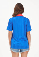 ADIDAS ORIGINALS Polo a manica corta Archive Collar Engineered Jersey blu e rossa da donna KE3579 . ADIDAS ORIGINALS 
