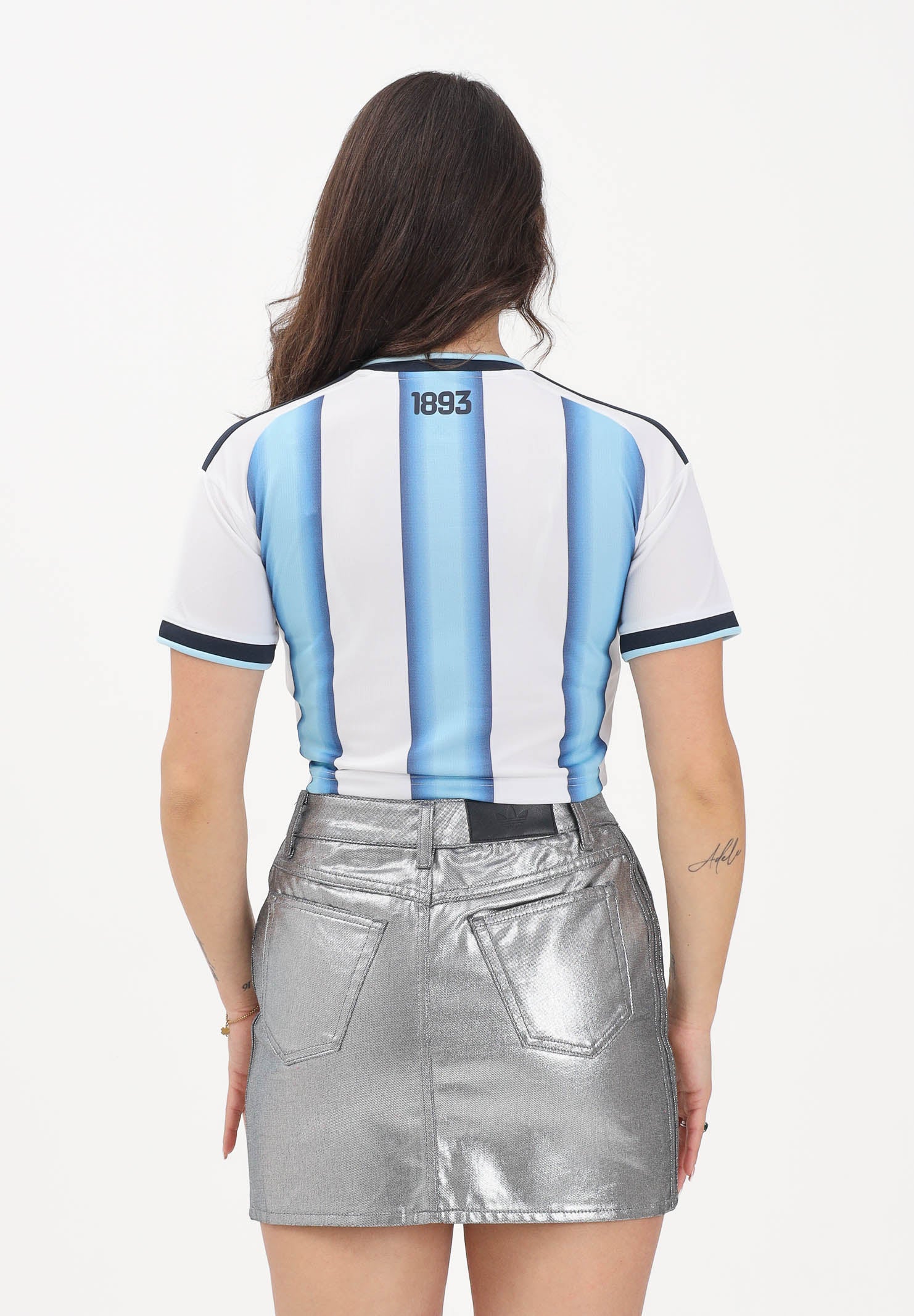 ADIDAS ORIGINALS T-shirt a manica corta Argentina 26 Home bianca e azzurra da donna KE5982 . ADIDAS ORIGINALS 