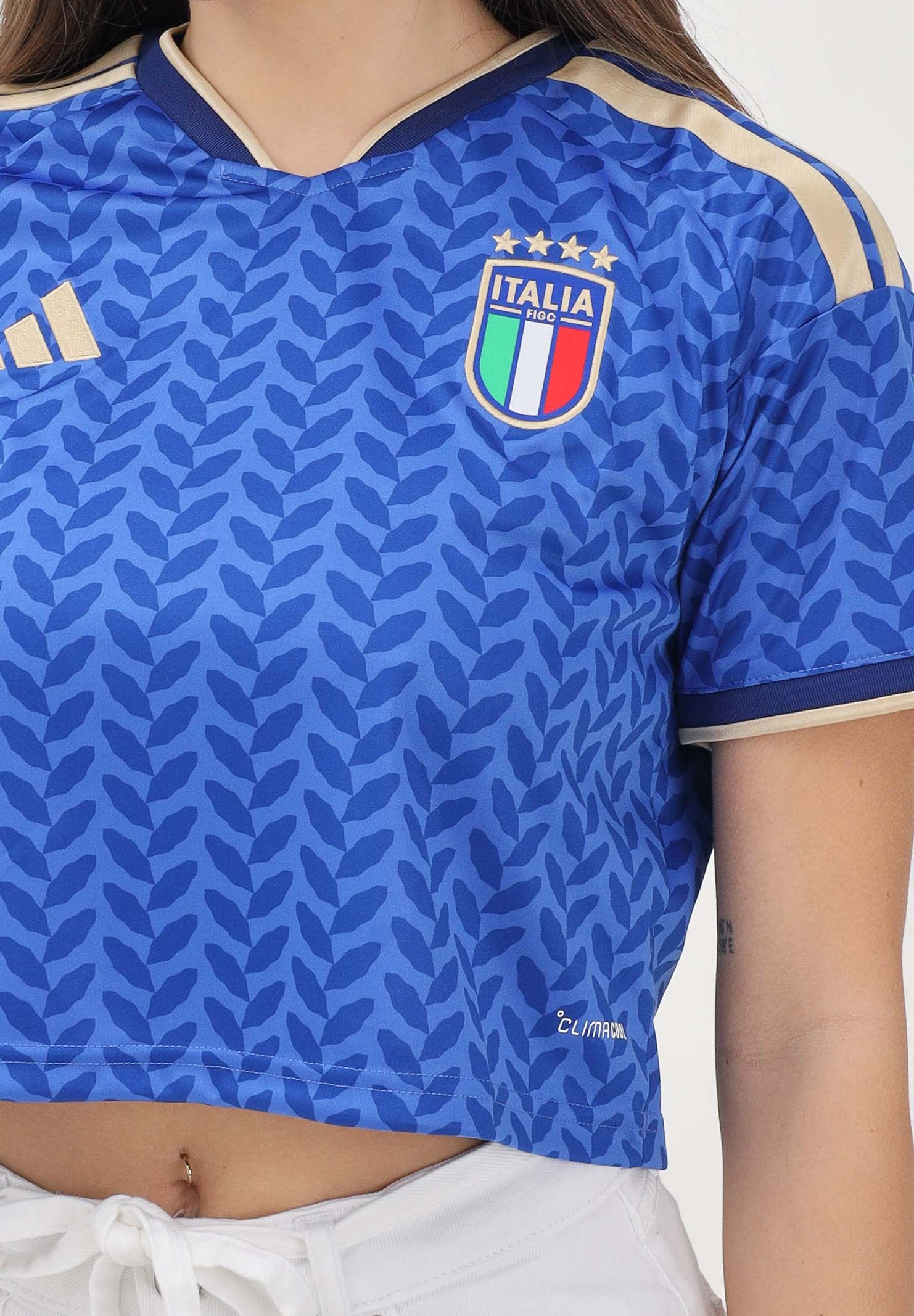 ADIDAS ORIGINALS T-shirt a manica corta Home Cropped Italia 26 blu da donna KE8081 . ADIDAS ORIGINALS 