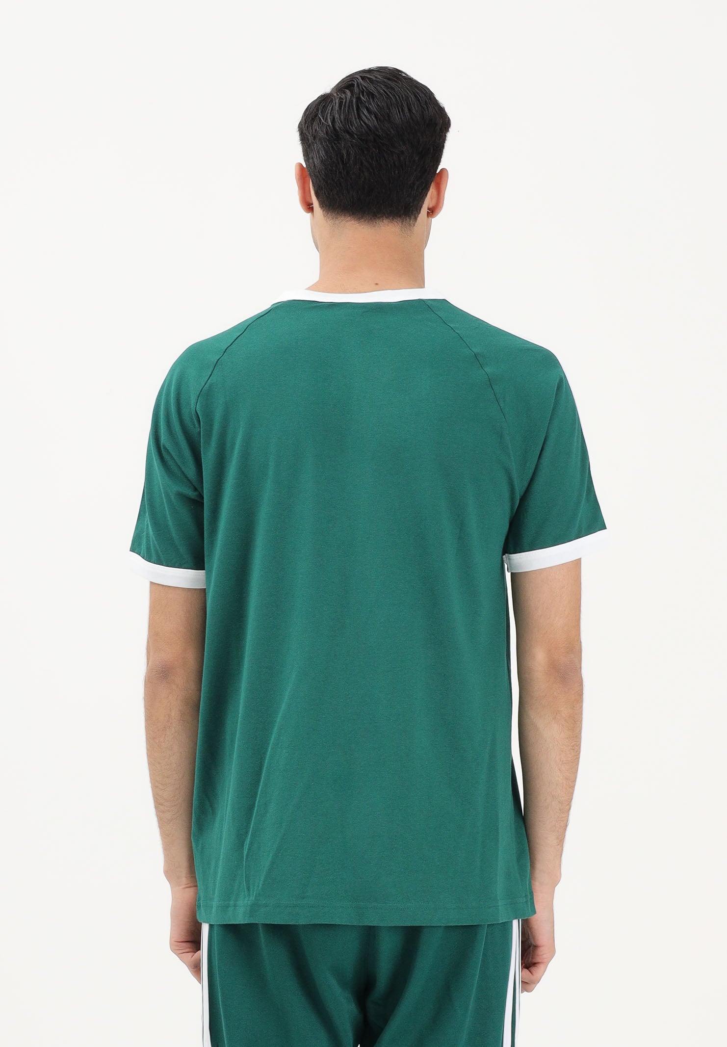 ADIDAS ORIGINALS T-shirt a manica corta 3-Stripes Slim Ringer verde da uomo KF0415 . ADIDAS ORIGINALS 